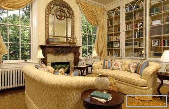 Bookcases with glass doors in classic style