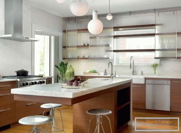Glass doors for a cabinet in the kitchen - photos of unusual ideas