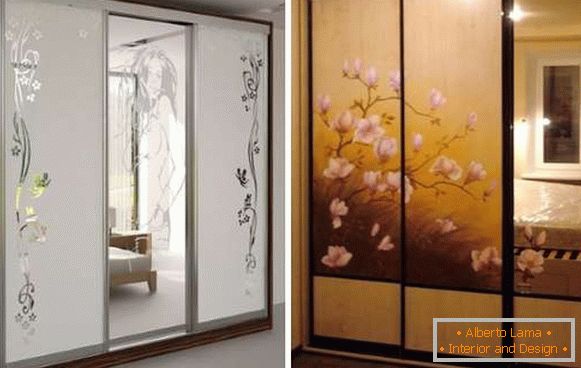 Glass doors for a cabinet with a pattern and patterns