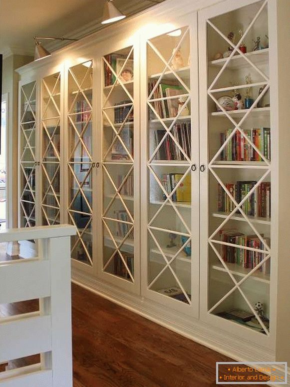 White cabinet with glass doors - photo