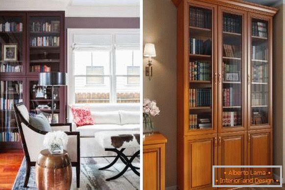 Bookcases with glass doors for home library