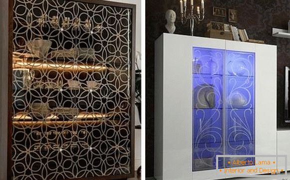 Modern furniture - showcases with LED lighting