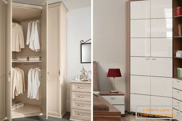 Compact corner cabinet in a small bedroom