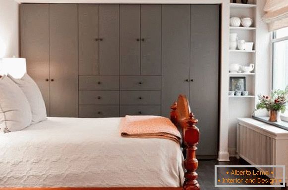 A simple wardrobe for a bedroom in gray color