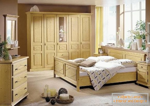 Wooden wardrobe in the bedroom of luxury