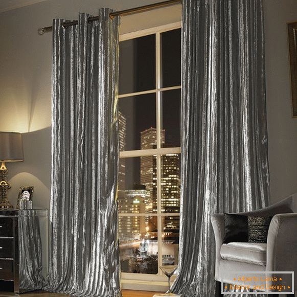 Stylish design curtains on the silvery eyelets