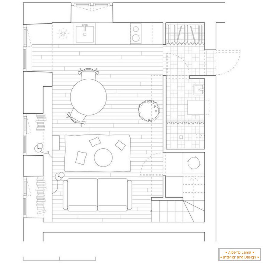 The layout of a 24-meter apartment in Vilnius