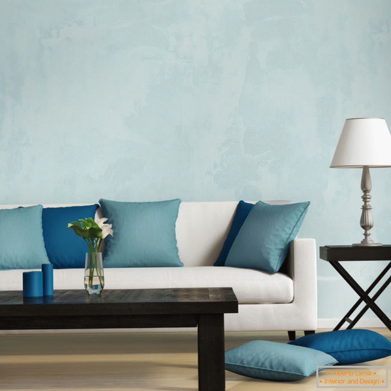 Blue contemporary style, romantic interior living room