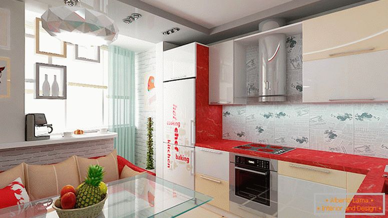 Modern kitchen connected to a balcony