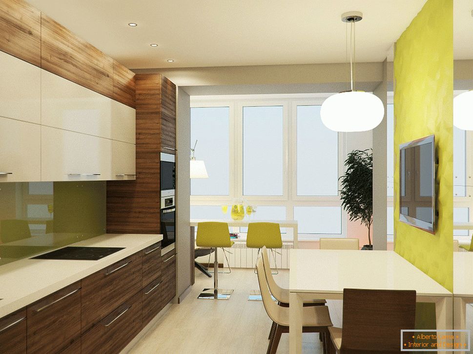 Modern kitchen connected to a balcony