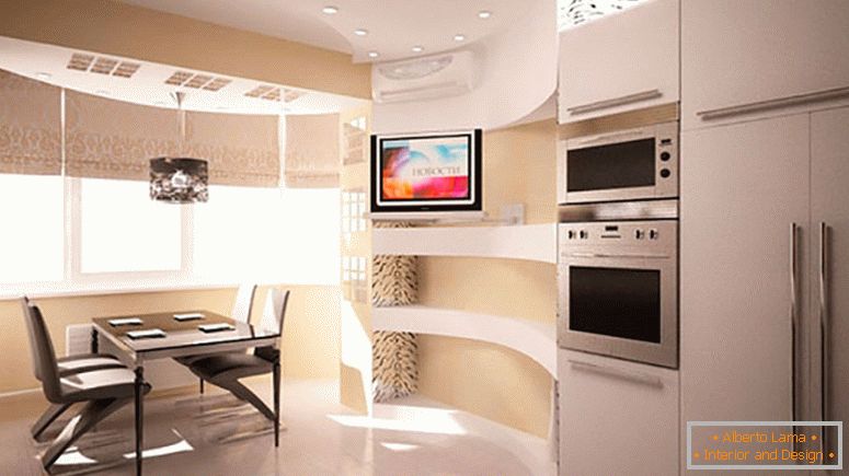 Modern kitchen connected to a balcony