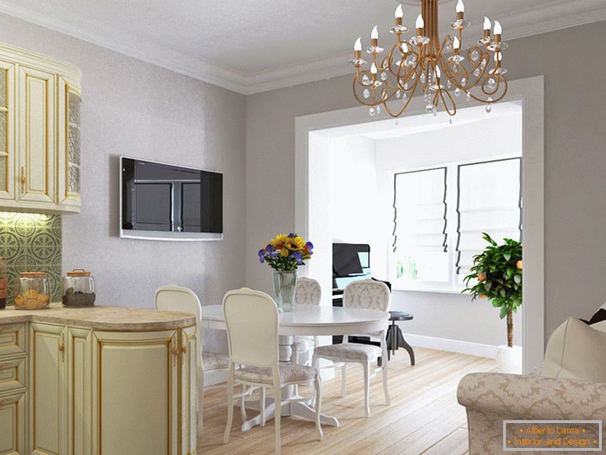 Modern kitchen connected to a balcony