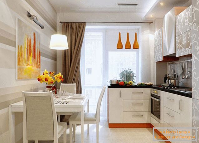 Modern kitchen connected to a balcony