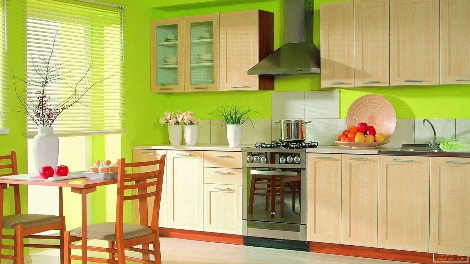 Kitchen design with contrasting colors