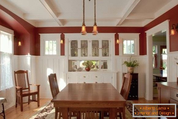 What colors are combined with brown in the interior - white and red