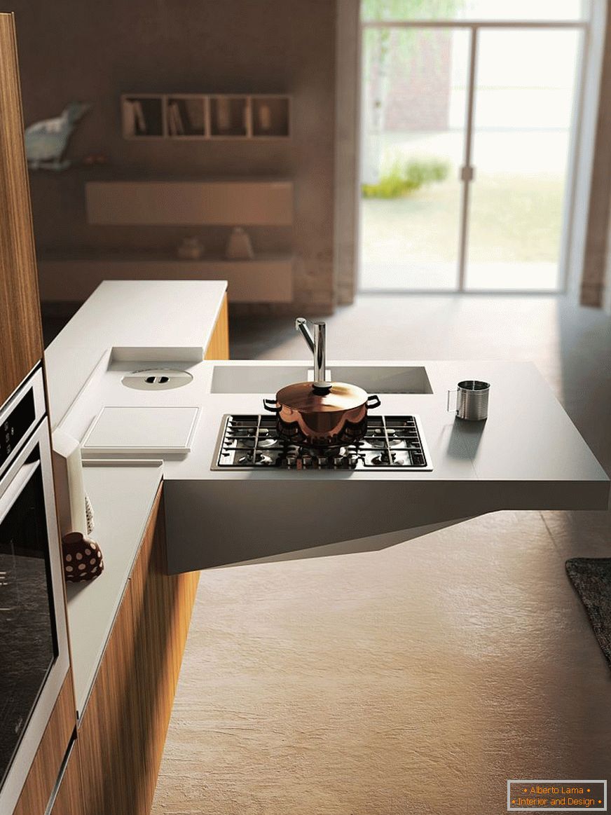 A way to save space in the kitchen with a console workstation