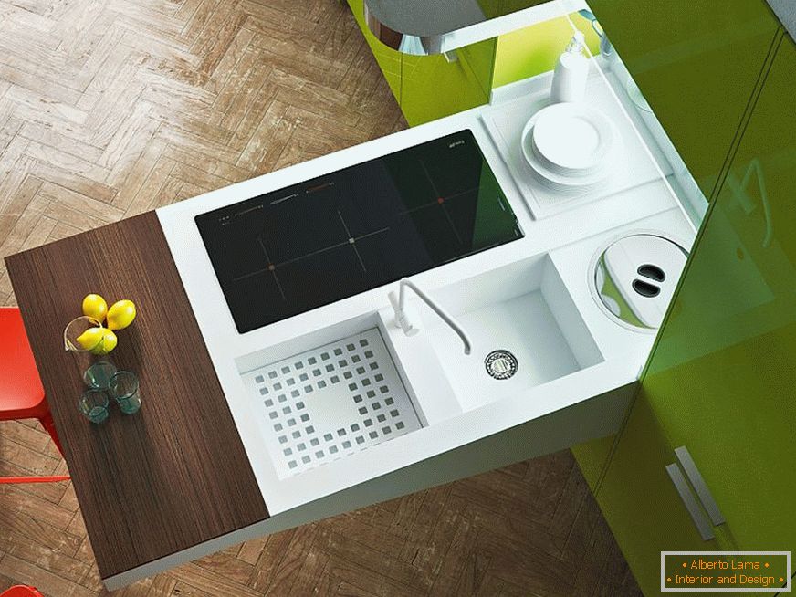 A way to save space in the kitchen with a console workstation