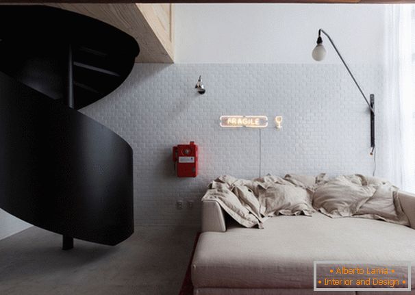 Folding sofa in the interior design of a small apartment