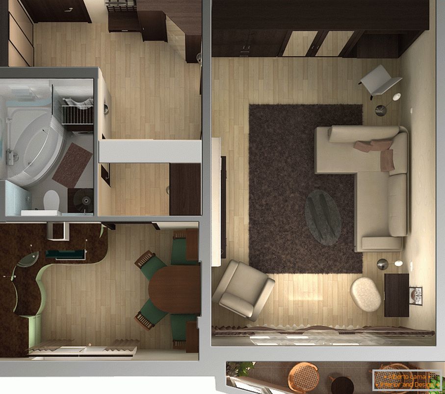The layout of a small apartment