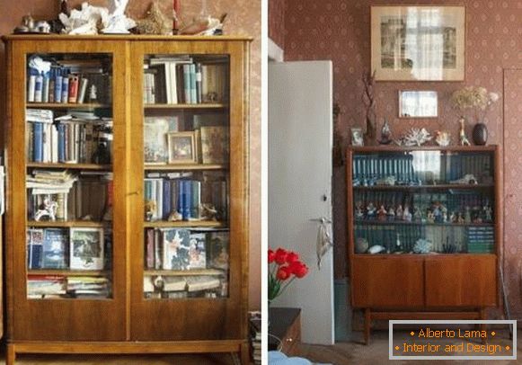 Soviet furniture - bookcases and shelves in the interior