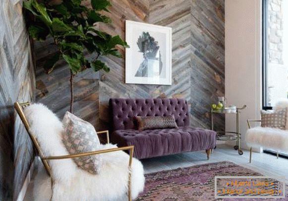Wooden panels for interior decoration of walls - photo with imitation of antiquity
