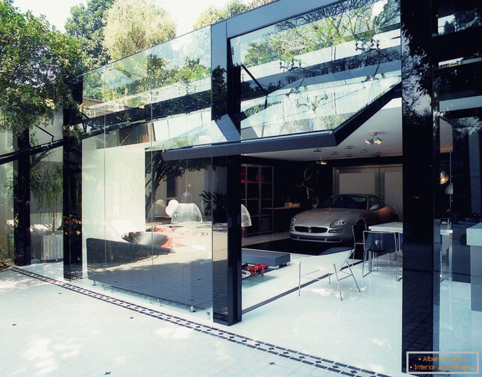 Modern garage with glass gates