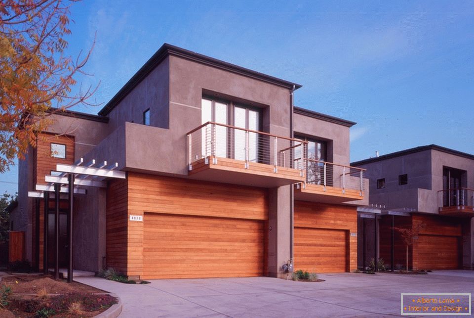 Garage doors made of wooden slats