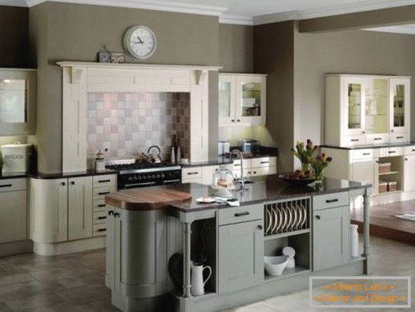Stylish kitchen island with comfortable shelves