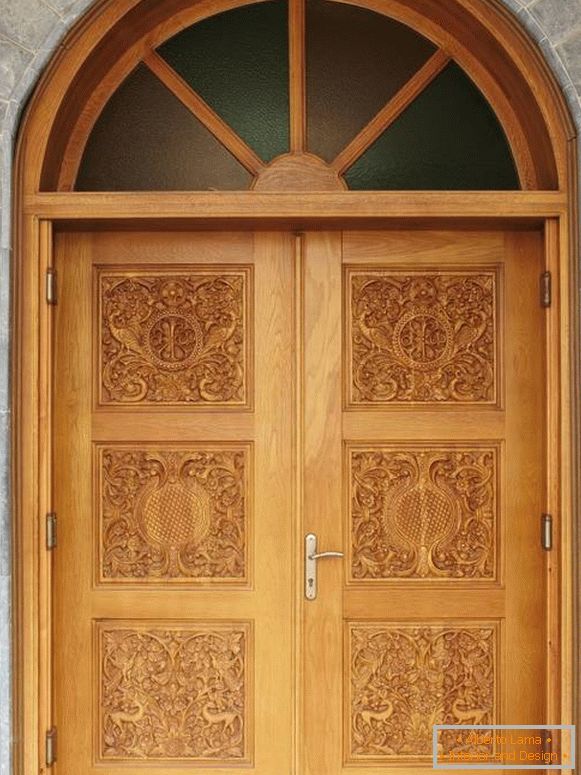 Front entrance doors made of wood