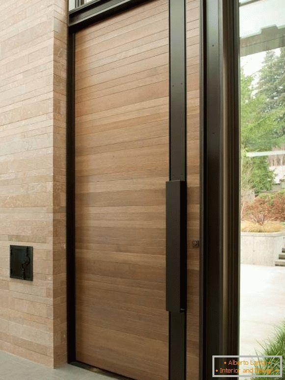 Stylish wooden doors with black trim