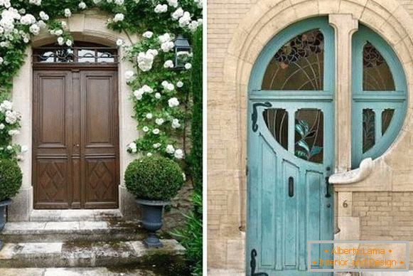 Unusual front doors made of antique wood