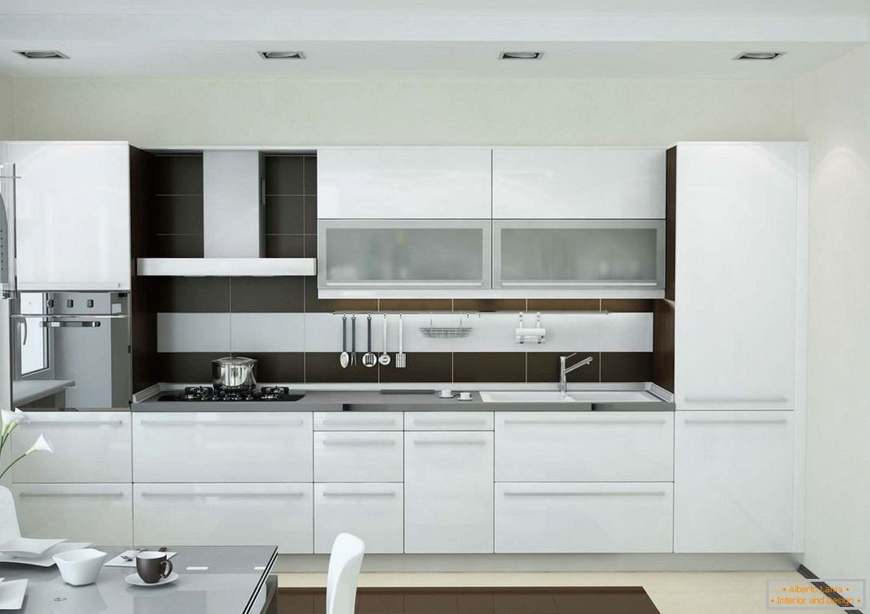 Compact kitchen in white color