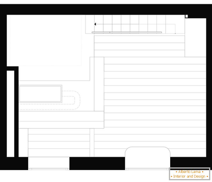 Layout of the second level of a small apartment