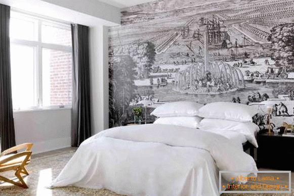Modern bedroom design with beautiful wallpaper