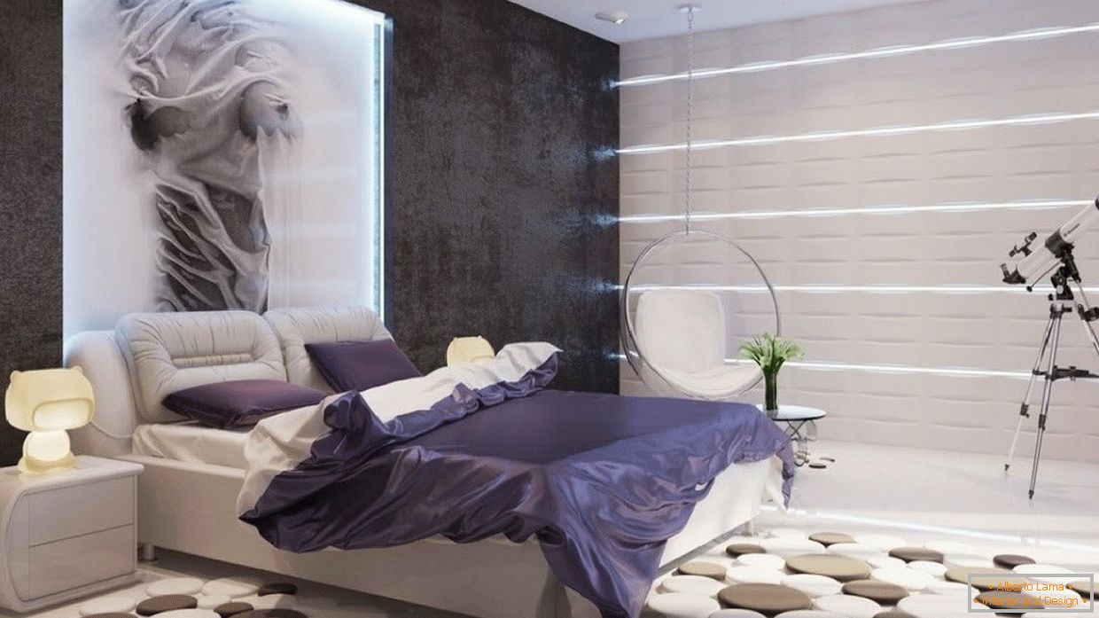 Bedroom in high-tech style