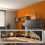 Orange color in the living room design