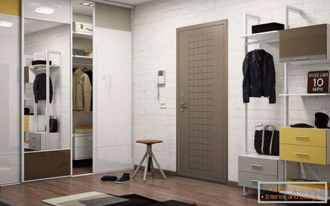Modern built-in wardrobe in the hallway фото