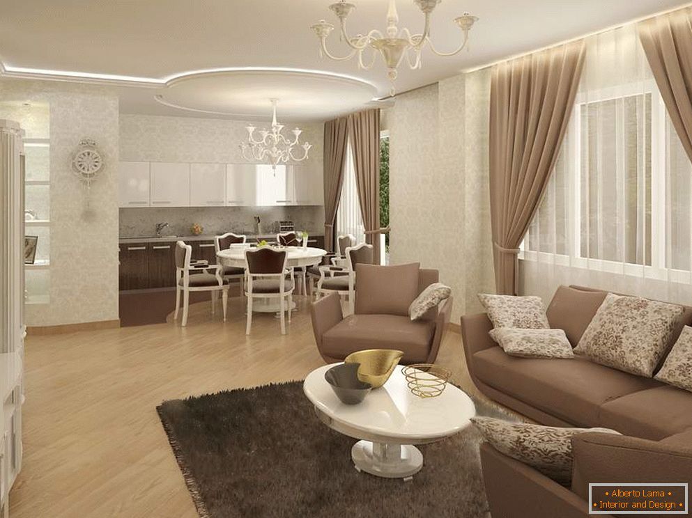 Design of the kitchen in the apartment in a classic style