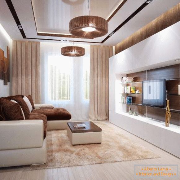 Modern design of the hall in the apartment в белом и коричневом цвете
