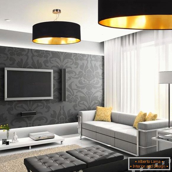 Modern design of the hall in the apartment в черно-белом цвете