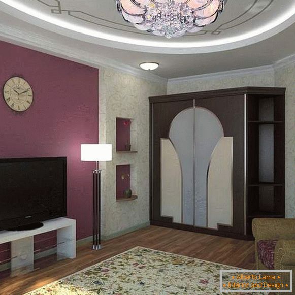 Design of the hall in the apartment in lilac color