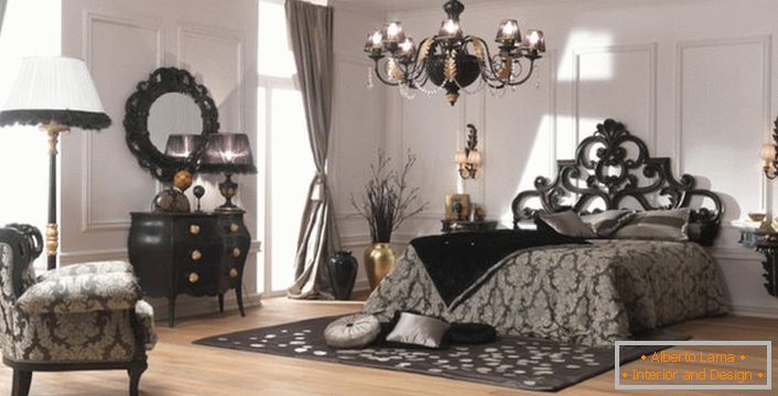 Royal bedroom in the Art Deco style for couples.