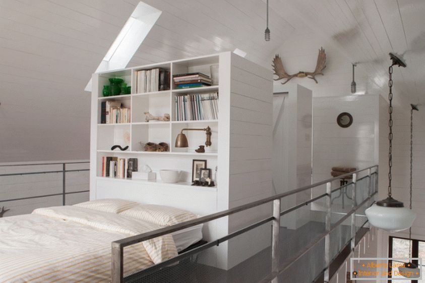 Unusual loft style, bedroom design