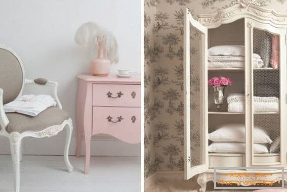 Beautiful furniture for a bedroom in the style of Provence - examples on the photo