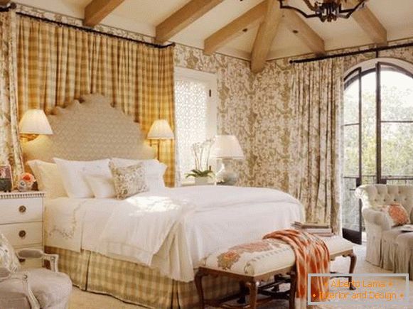 Wallpaper in the style of Provence for the bedroom - photo in the interior design