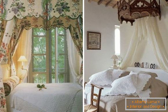 Bed in the style of a Provence with a canopy - photos of ideas