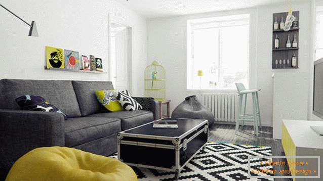 Living room of a two-room apartment in Moscow