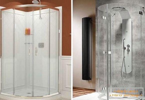 Radius angular sliding doors for shower cabins
