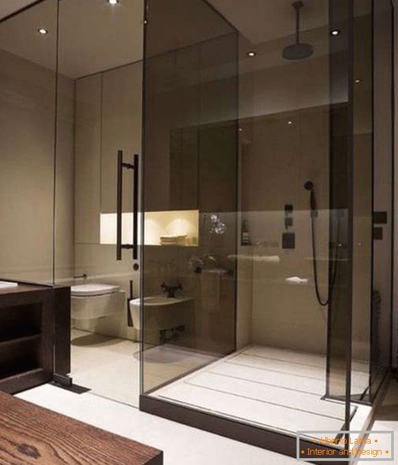 Glass doors for a shower of black color