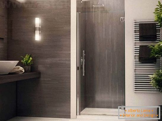 Shower doors from glass with a beautiful pattern - ideas with photos
